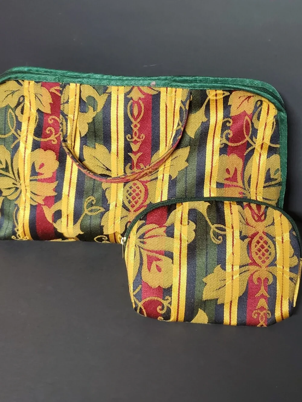 Allegro Pacific Tapestry Cosmetic Bag Set 2 Piece Vintage Style